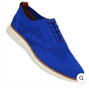 Men's Royal Blue Casual Lace-Up Sneakers Soft Material White Rubber Sole